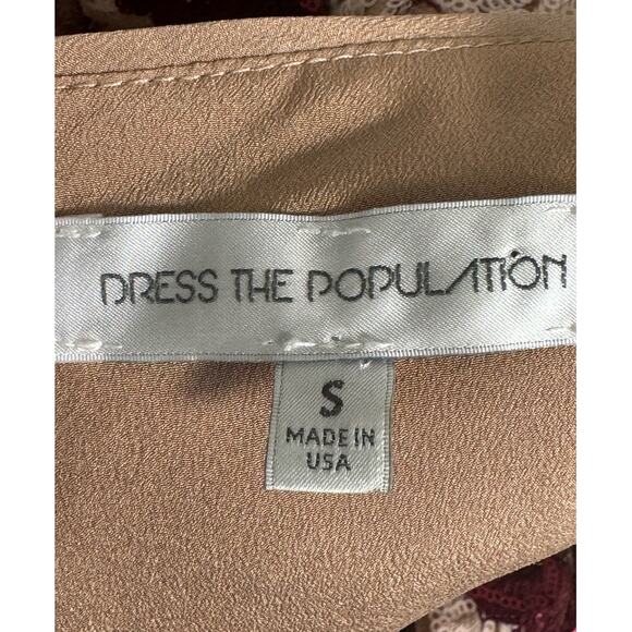 Dress The Population Stephanie Sequin Cocktail Embroidered Mini Dress Size S - Picture 5 of 12